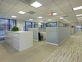 Office area with cubicles